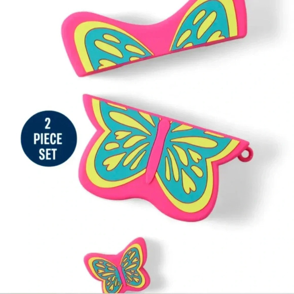 The Children's Place Colorful Girls Butterfly Wireless Earbuds 2 Piece Case Set - Picture 1 of 3
